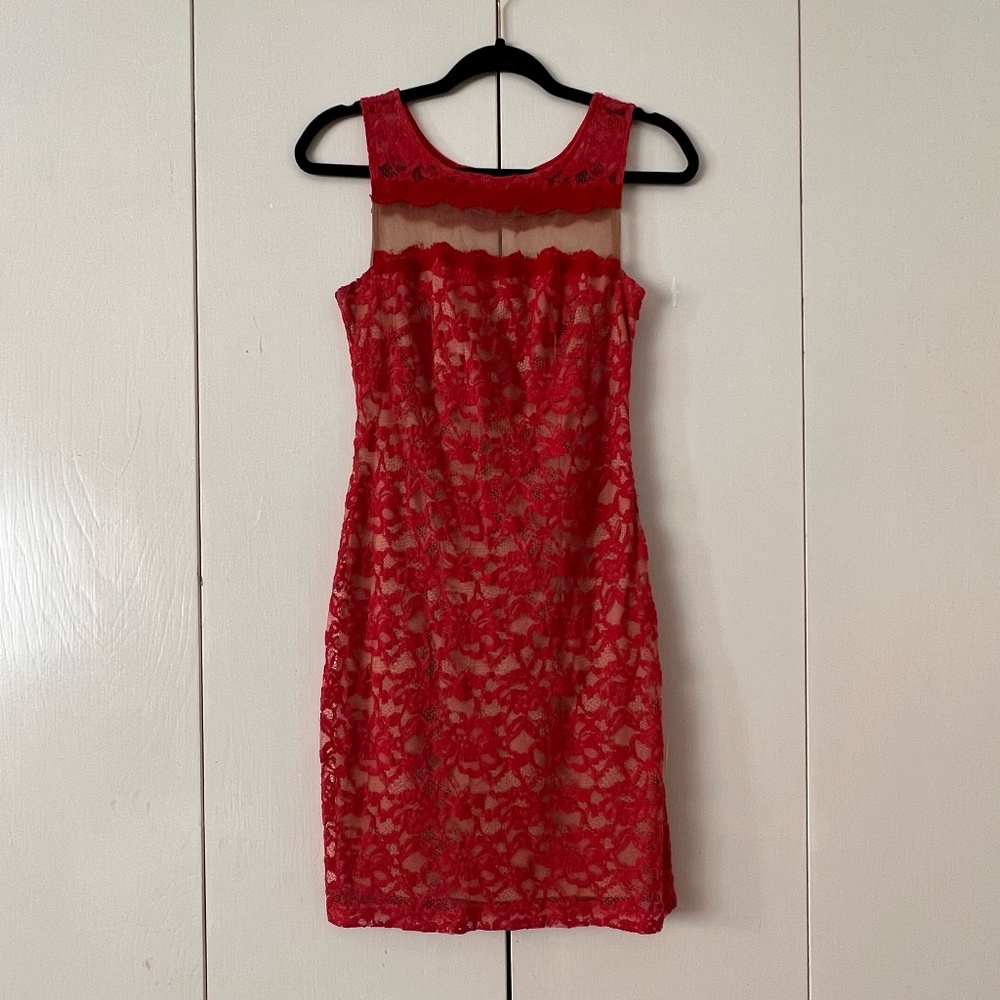 Bailey 44 - Coral Lace Midi Dress - Sz Small